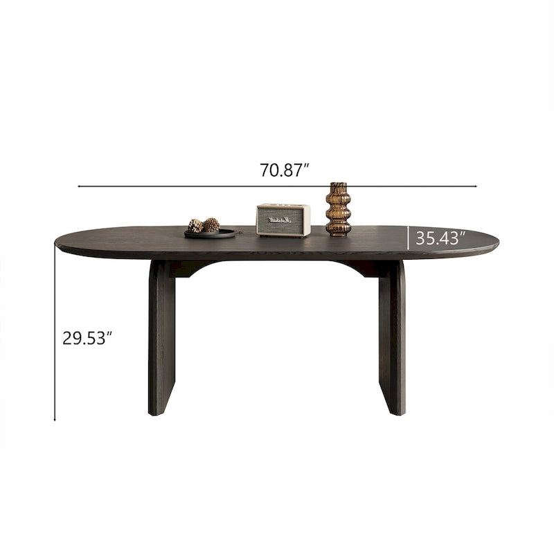 Tavolo da pranzo ovale moderno da 71 pollici, tavolo da cucina in legno massello per 6 persone - 70.8 X 35.4