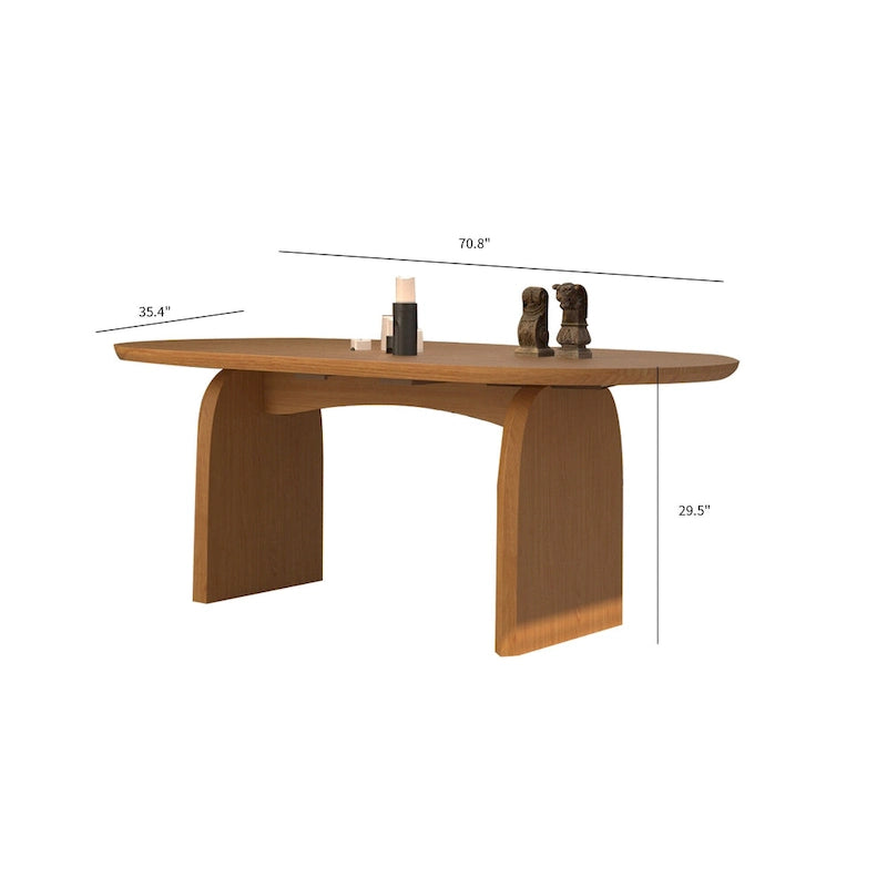 Tavolo da pranzo ovale moderno da 71 pollici, tavolo da cucina in legno massello per 6 persone - 70.8 X 35.4
