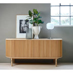 Rye Studio Mid-Century Modern Rounded Sliding Door Sideboard 63W, Natural - 18W x 63L x 29H