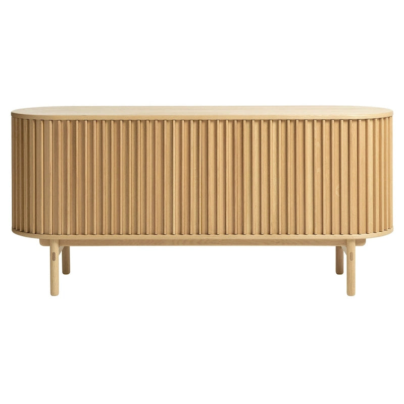 Natural Oak Sliding Door Sideboard - Mid-Century Modern Style - 63W