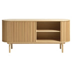 Natural Oak Sliding Door Sideboard - Mid-Century Modern Style - 63W