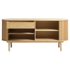 Natural Oak Sliding Door Sideboard - Mid-Century Modern Style - 63W