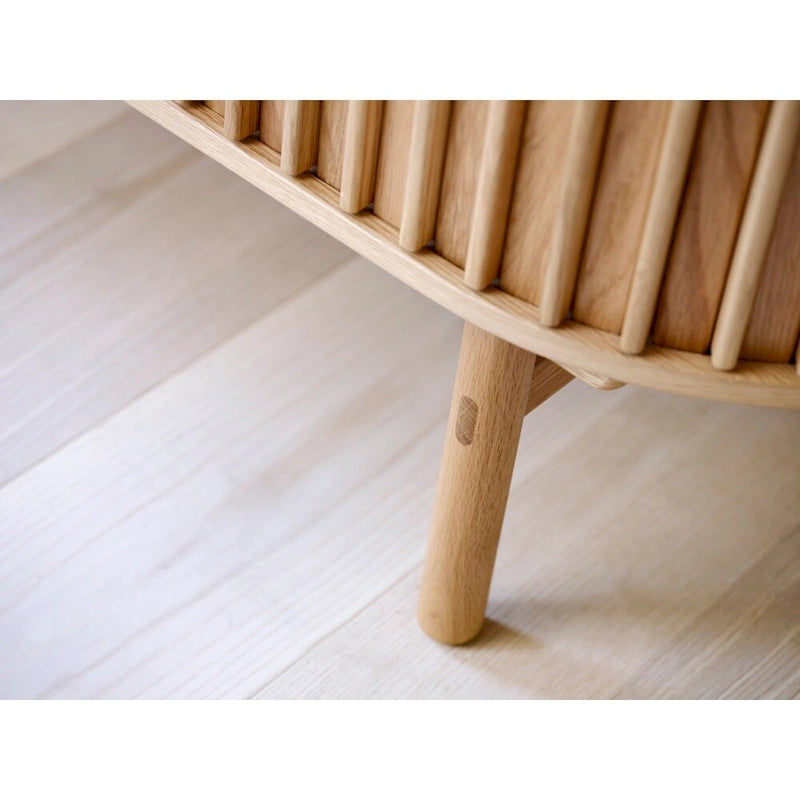 Natural Oak Sliding Door Sideboard - Mid-Century Modern Style - 63W