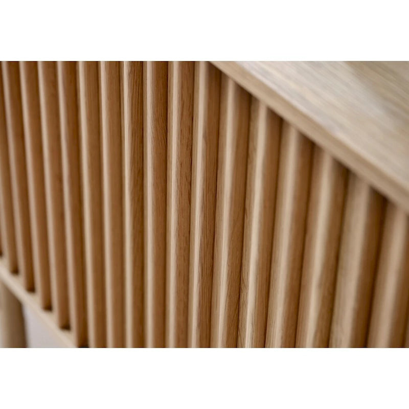 Natural Oak Sliding Door Sideboard - Mid-Century Modern Style - 63W