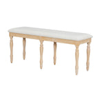 Vintage Traditional 50.4inch Upholstered Dining Bench with 6 Solid Wood Legs