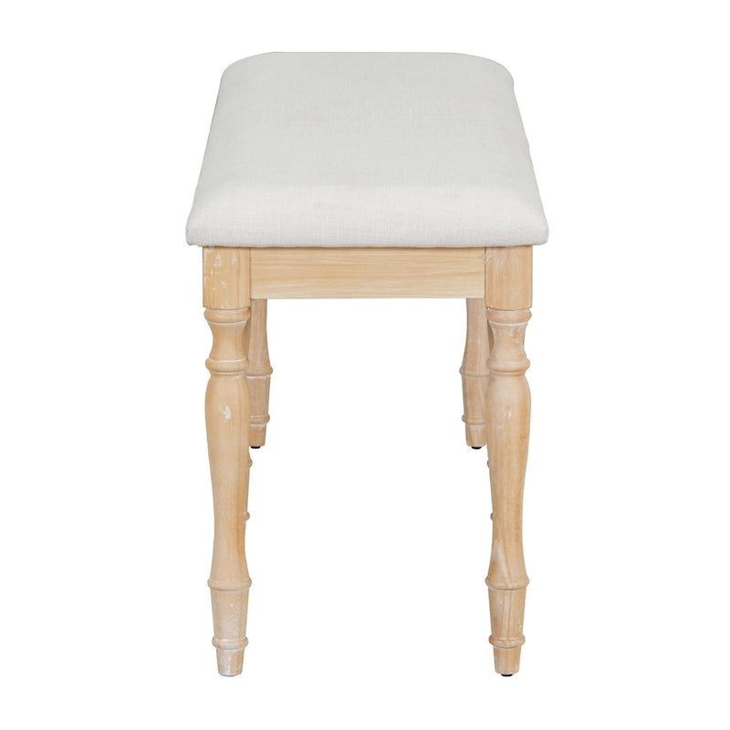 Vintage Traditional 50.4inch Upholstered Dining Bench with 6 Solid Wood Legs