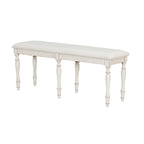 Vintage Traditional 50.4inch Upholstered Dining Bench with 6 Solid Wood Legs