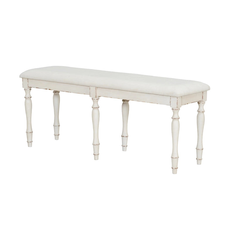 Vintage Traditional 50.4inch Upholstered Dining Bench with 6 Solid Wood Legs