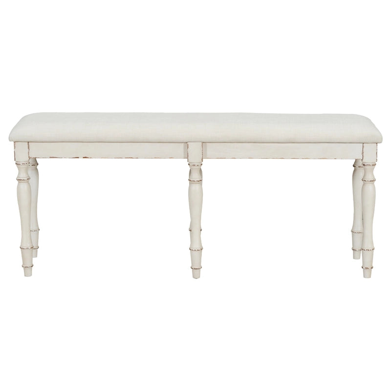 Vintage Traditional 50.4inch Upholstered Dining Bench with 6 Solid Wood Legs