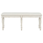 Vintage Traditional 50.4inch Upholstered Dining Bench with 6 Solid Wood Legs