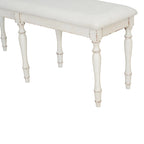 Vintage Traditional 50.4inch Upholstered Dining Bench with 6 Solid Wood Legs