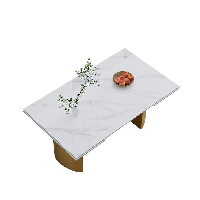 Set da pranzo da 9 pezzi: tavolo allungabile in pietra sinterizzata da 240 cm con 8 sedie