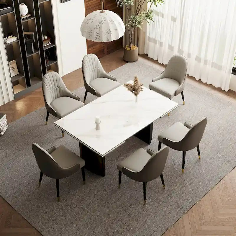 Set da pranzo da 9 pezzi: tavolo allungabile in pietra sinterizzata da 240 cm con 8 sedie