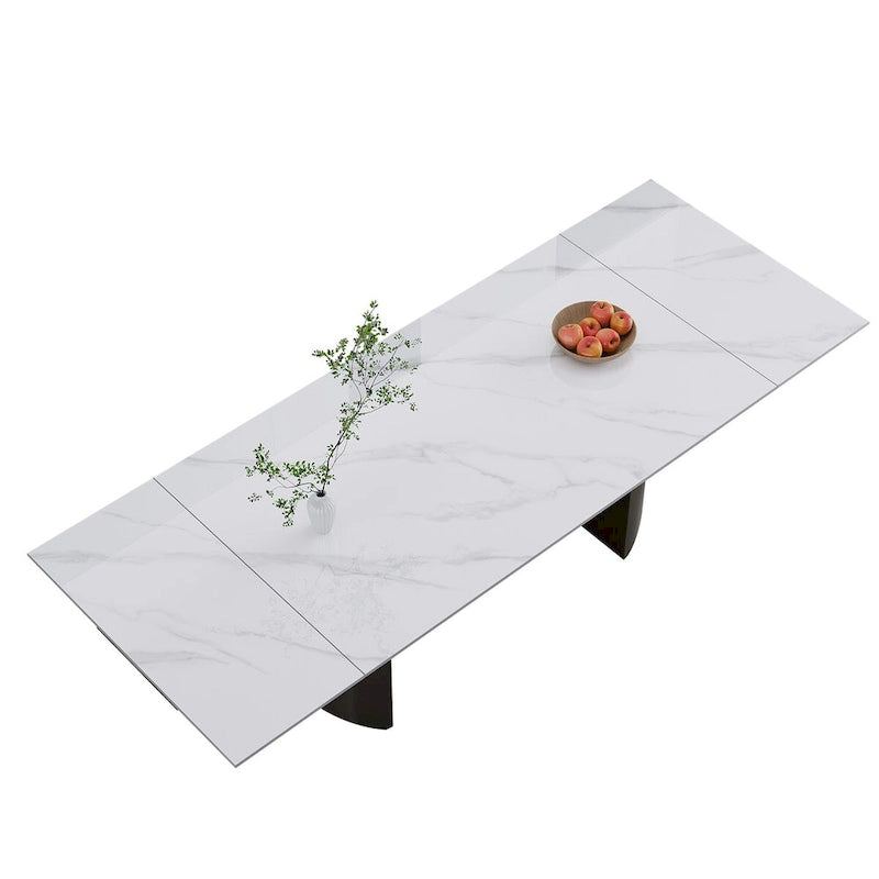 Set da pranzo da 9 pezzi: tavolo allungabile in pietra sinterizzata da 240 cm con 8 sedie