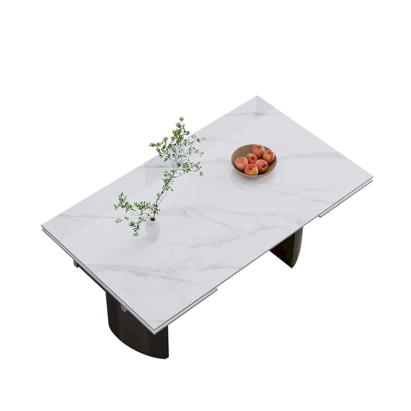 Set da pranzo da 9 pezzi: tavolo allungabile in pietra sinterizzata da 240 cm con 8 sedie