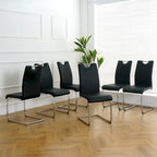 Set of 6,Dining Chairs with Faux Leather Padded Seat Upholstered with Chrome Metal Legs Side Chairs