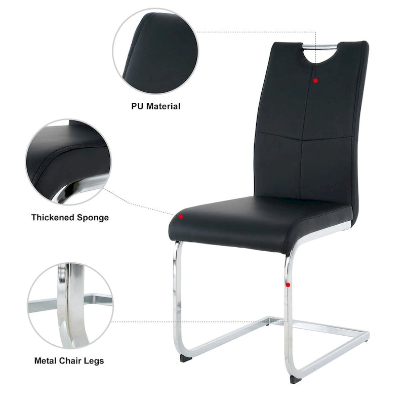 Set of 6,Dining Chairs with Faux Leather Padded Seat Upholstered with Chrome Metal Legs Side Chairs