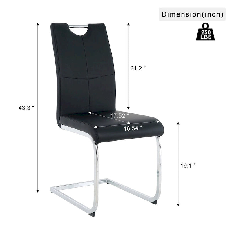 Set of 6,Dining Chairs with Faux Leather Padded Seat Upholstered with Chrome Metal Legs Side Chairs