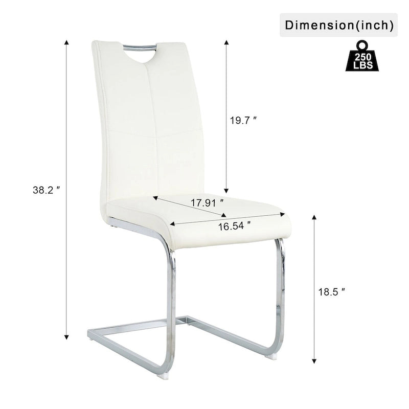 Set of 6,Dining Chairs with Faux Leather Padded Seat Upholstered with Chrome Metal Legs Side Chairs