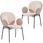 Celestial Boucle Upholstered Iron Dining Chairs Set of 2 by LeisureMod