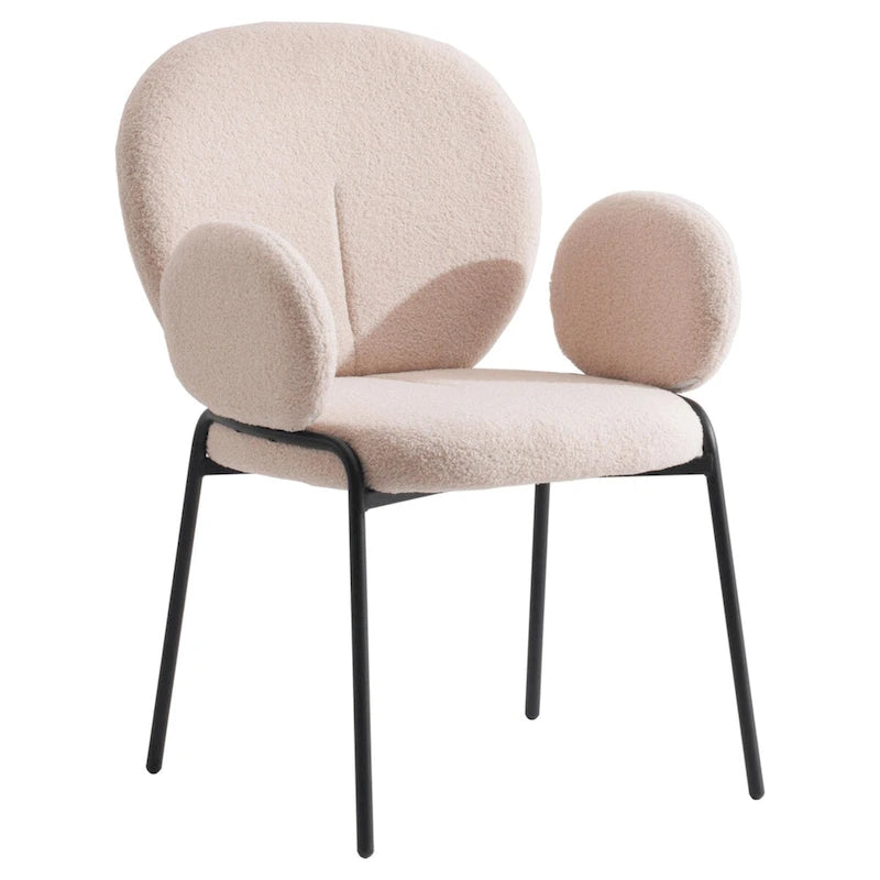 Celestial Boucle Upholstered Iron Dining Chairs Set of 2 by LeisureMod
