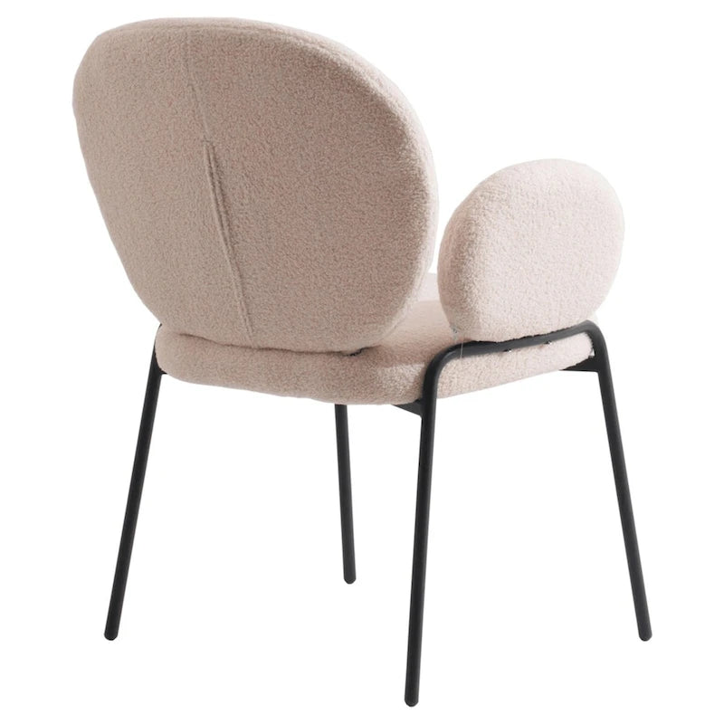 Celestial Boucle Upholstered Iron Dining Chairs Set of 2 by LeisureMod