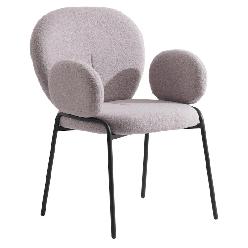Celestial Boucle Upholstered Iron Dining Chairs Set of 2 by LeisureMod
