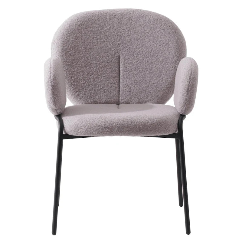 Celestial Boucle Upholstered Iron Dining Chairs Set of 2 by LeisureMod