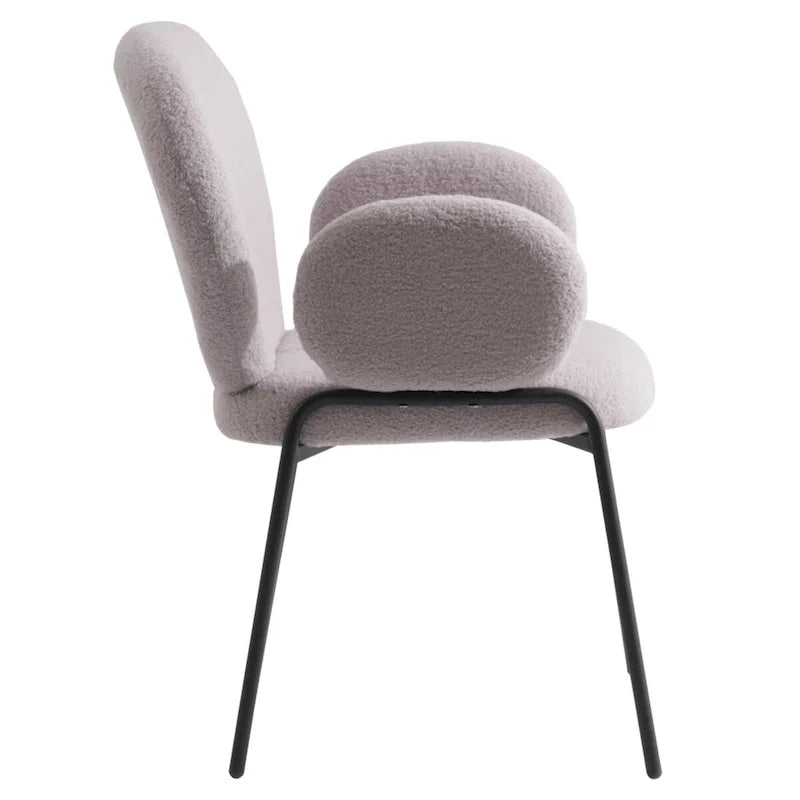 Celestial Boucle Upholstered Iron Dining Chairs Set of 2 by LeisureMod