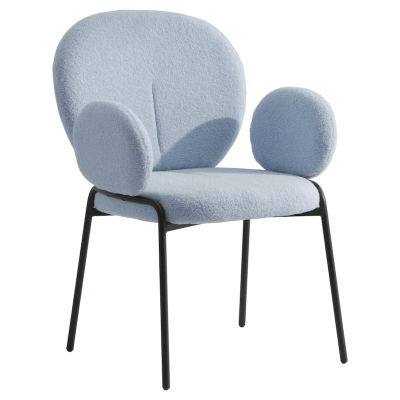 Celestial Boucle Upholstered Iron Dining Chairs Set of 2 by LeisureMod