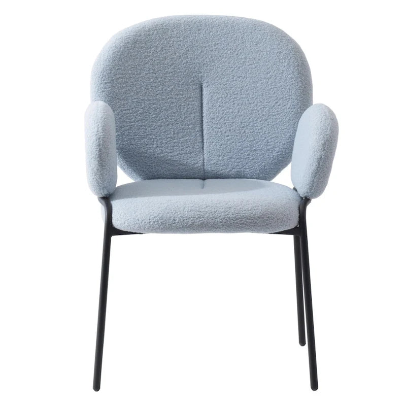 Celestial Boucle Upholstered Iron Dining Chairs Set of 2 by LeisureMod