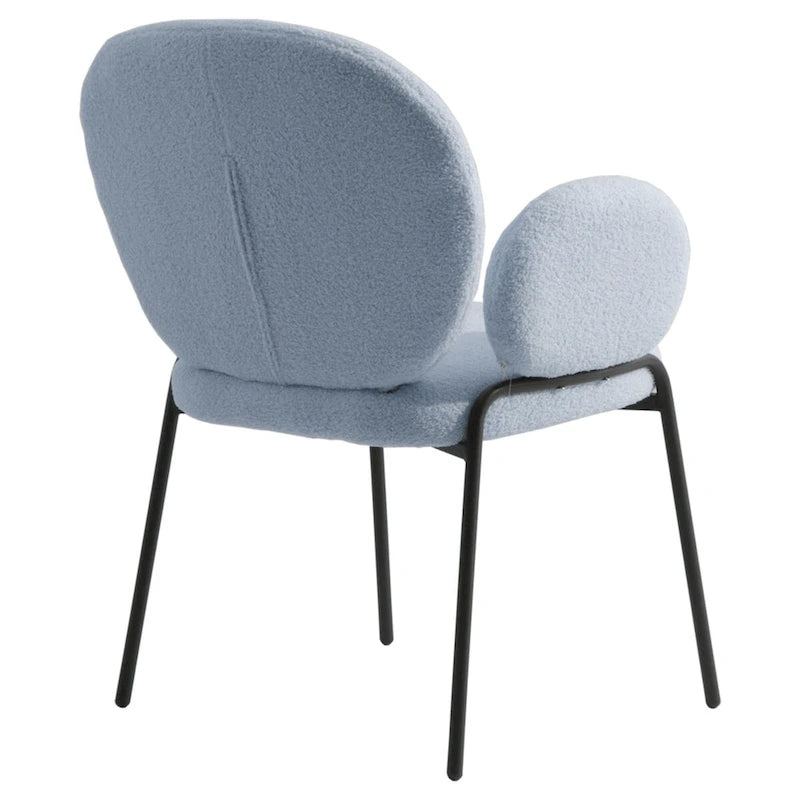 Celestial Boucle Upholstered Iron Dining Chairs Set of 2 by LeisureMod