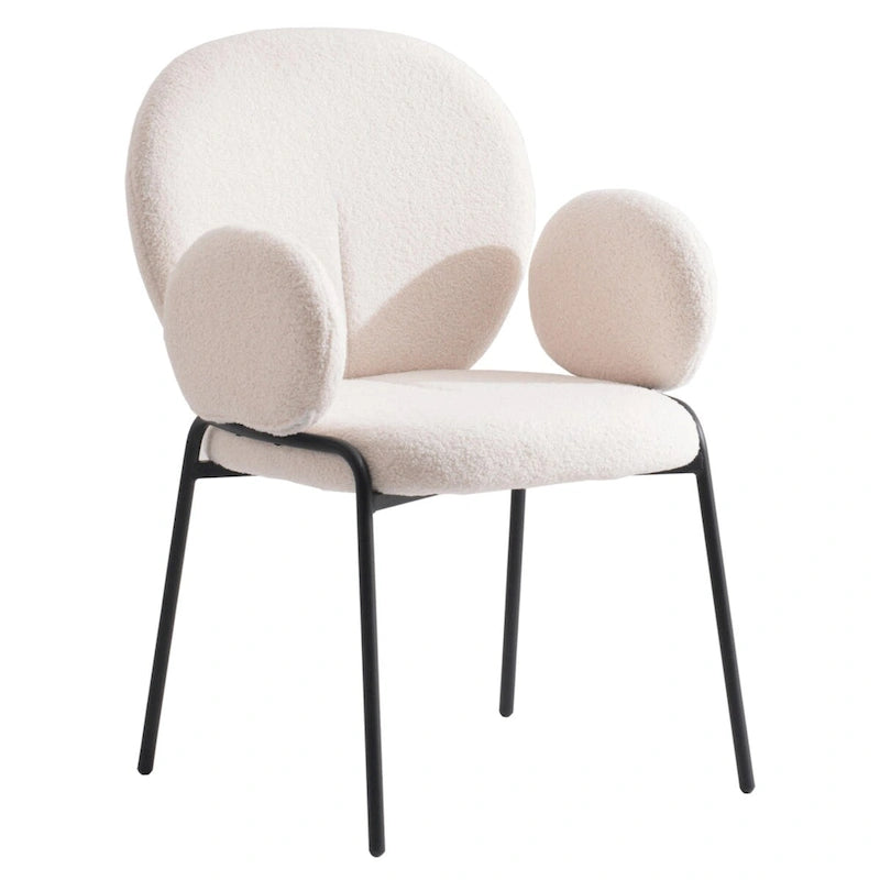 Celestial Boucle Upholstered Iron Dining Chairs Set of 2 by LeisureMod