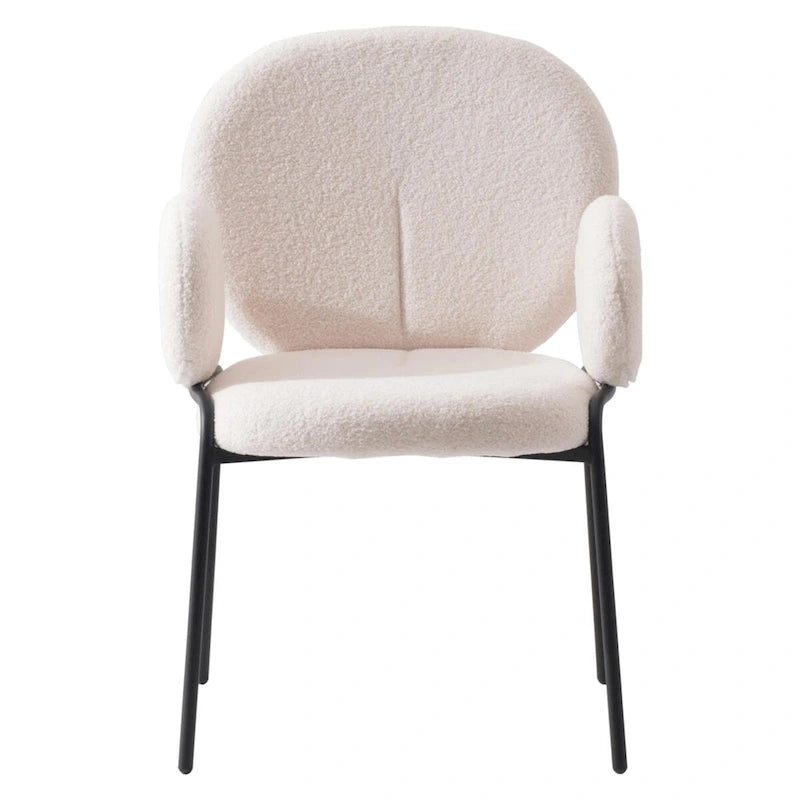 Celestial Boucle Upholstered Iron Dining Chairs Set of 2 by LeisureMod