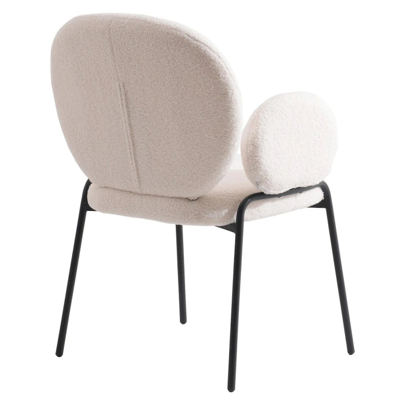 Celestial Boucle Upholstered Iron Dining Chairs Set of 2 by LeisureMod