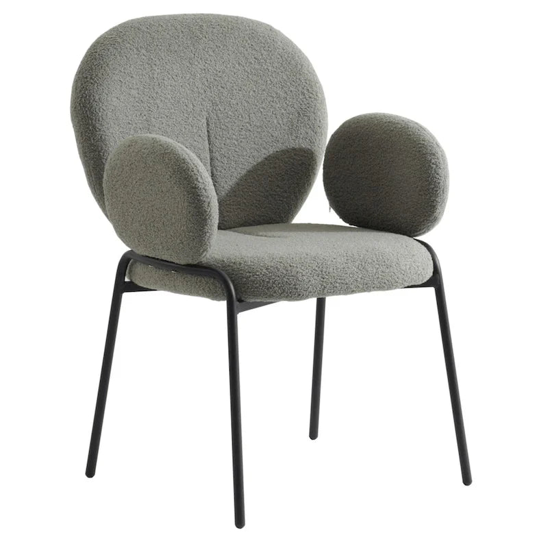 Celestial Boucle Upholstered Iron Dining Chairs Set of 2 by LeisureMod
