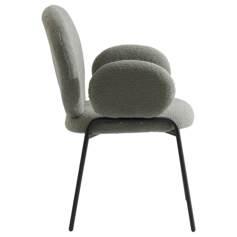 Celestial Boucle Upholstered Iron Dining Chairs Set of 2 by LeisureMod