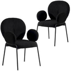 Celestial Boucle Upholstered Iron Dining Chairs Set of 2 by LeisureMod