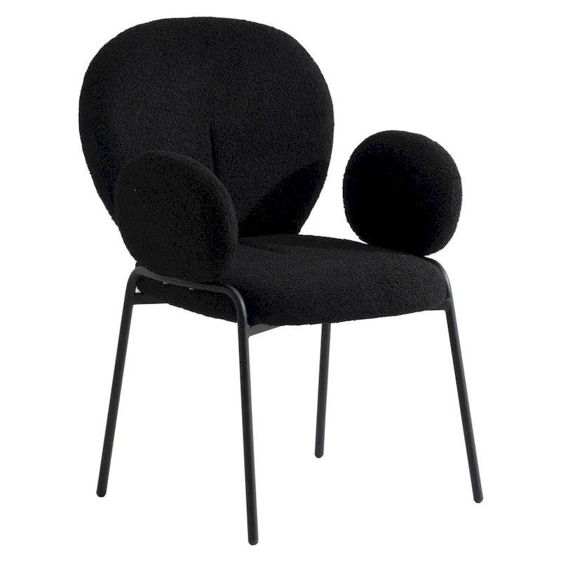 Celestial Boucle Upholstered Iron Dining Chairs Set of 2 by LeisureMod
