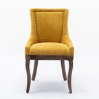 Ultra Side Dining ChairThickened fabric chairs with neutrally toned solid wood legs Bronze nail headSet of 2Blue