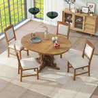 Set da pranzo allungabile tradizionale da 58" con 4 sedie imbottite
