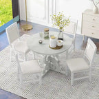 Set da pranzo allungabile tradizionale da 58" con 4 sedie imbottite
