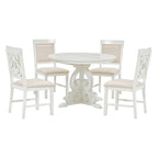 Set da pranzo allungabile tradizionale da 58" con 4 sedie imbottite