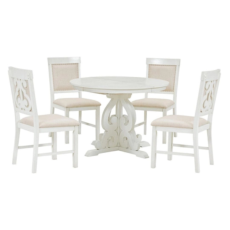Set da pranzo allungabile tradizionale da 58" con 4 sedie imbottite