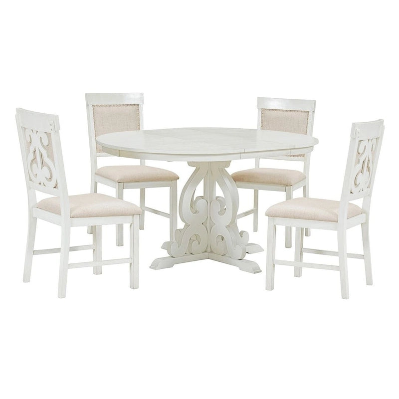 Set da pranzo allungabile tradizionale da 58" con 4 sedie imbottite