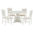 Set da pranzo allungabile tradizionale da 58" con 4 sedie imbottite
