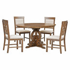 Set da pranzo allungabile tradizionale da 58" con 4 sedie imbottite
