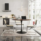 Tavolo da pranzo rotondo moderno, con base in metallo