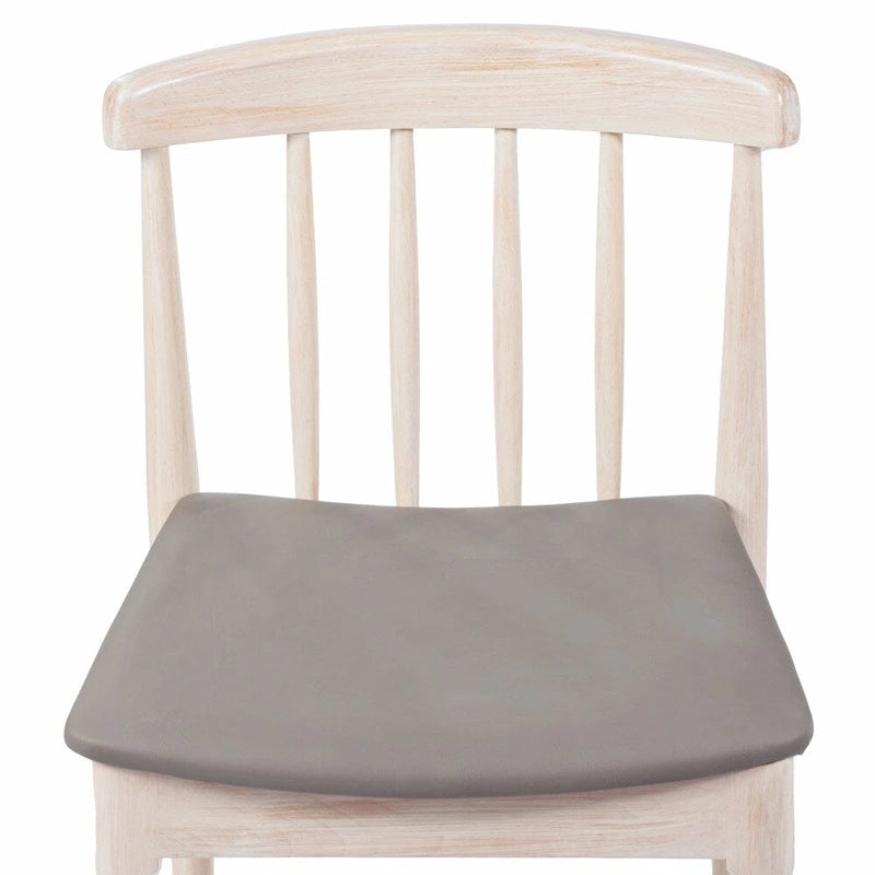 Commercial Solid Wood Dining Chair with Vinyl Padded Seat - Set of 2