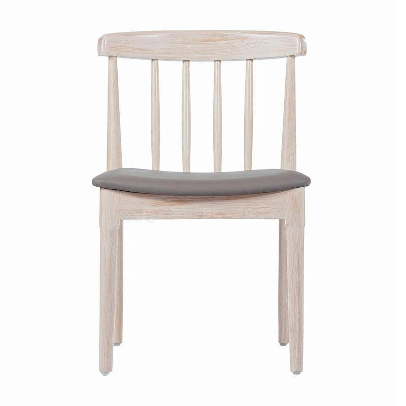 Commercial Solid Wood Dining Chair with Vinyl Padded Seat - Set of 2